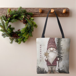 Bolsa Tote Christmas Gnome for the Holidays Custom Name 
