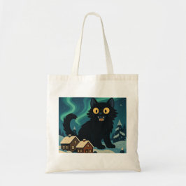 Bolsa Tote Christmas Icelandic Yule Cat with Northern Lights