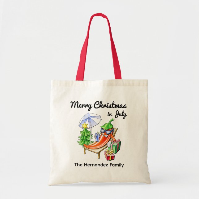 Bolsa Tote Christmas in July Funny Summer Chili Custom Family (Frente)
