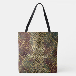 Bolsa Tote Christmas Luxury Pattern, Red Gold Green Black