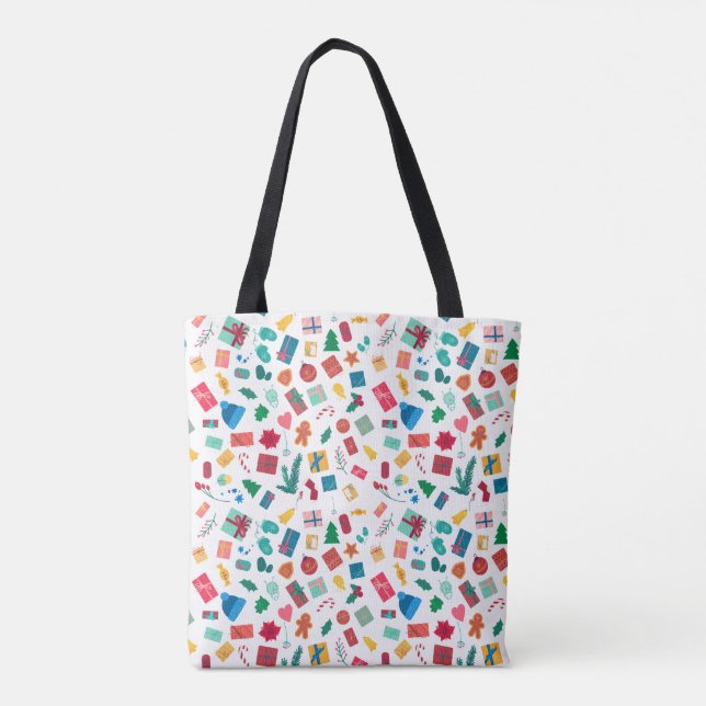 Bolsa Tote Christmas motif pattern in bright colours (Verso)