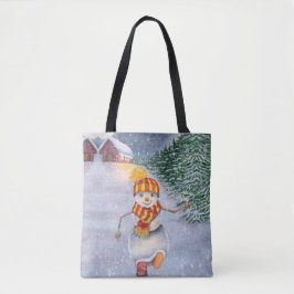 Bolsa Tote Christmas snowman walking