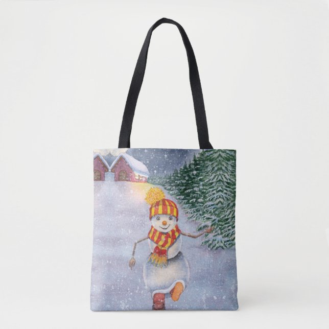 Bolsa Tote Christmas snowman walking (Frente)