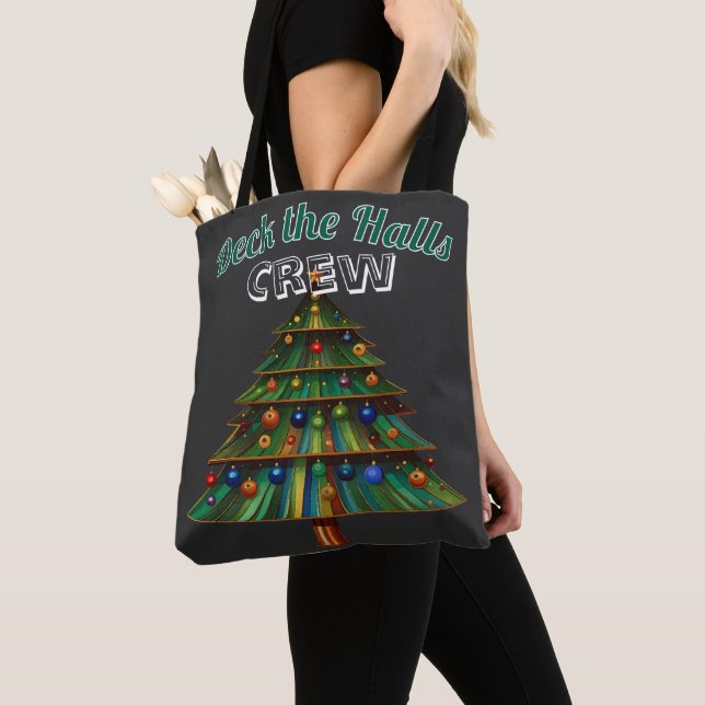 Bolsa Tote Christmas Tree Deck the Halls Crew (Close Up)
