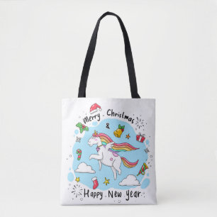 Bolsa Tote Christmas Unicorn