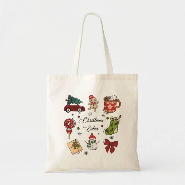 Bolsa Tote Christmas Vibes Holiday Sticker Pack (Frente)