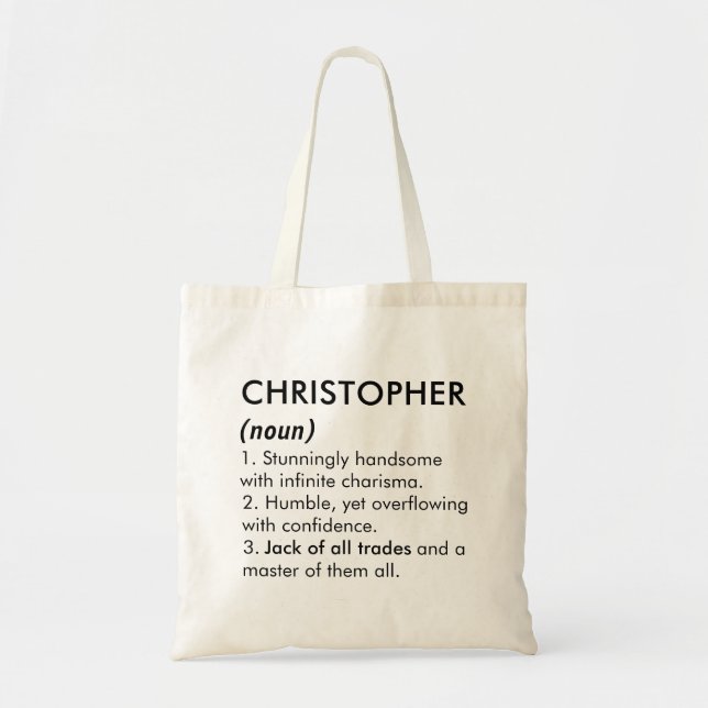 Bolsa Tote Christopher name, Editable name, Custom name (Frente)