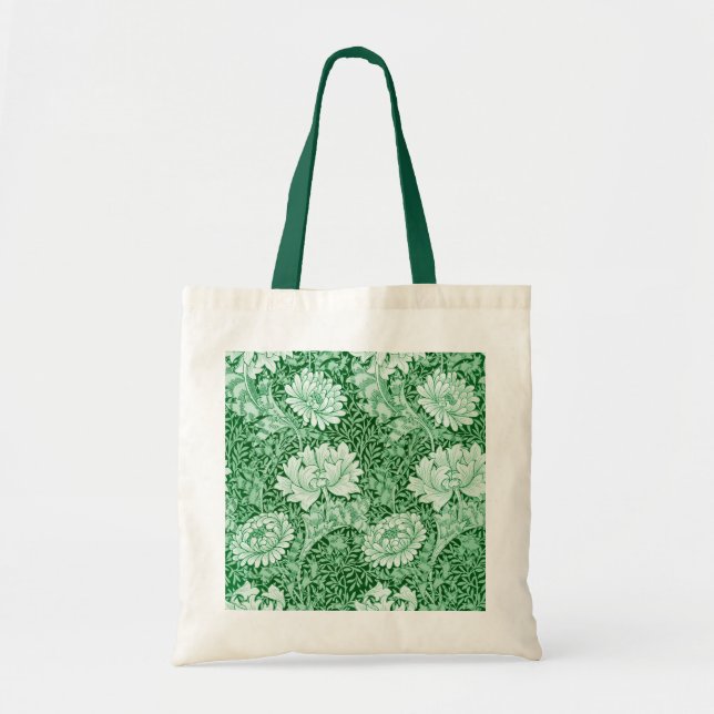 Bolsa Tote Chrysanthemum Green, William Morris (Frente)