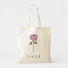 Bolsa Tote CHRYSANTHEMUM Novembro Nascimento Flor Nome Person