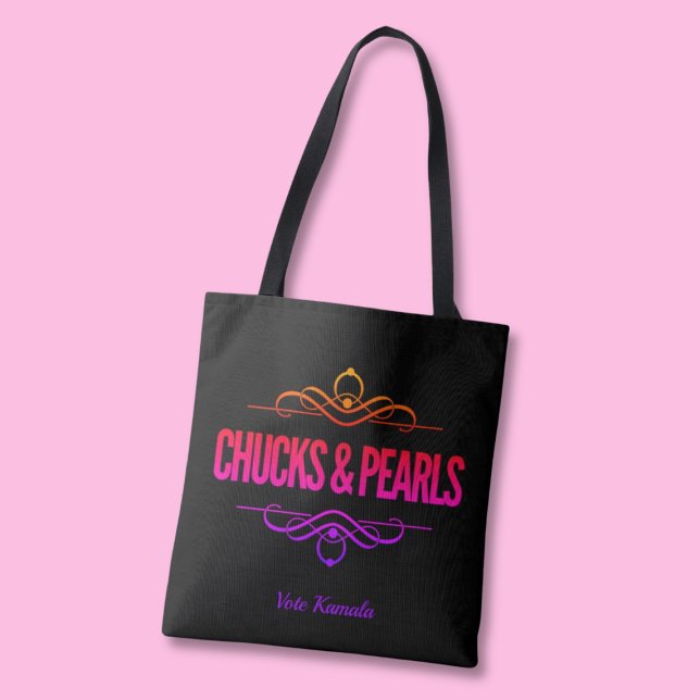 Bolsa Tote Chucks & Pearls Vote Kamala Black (Criador carregado)