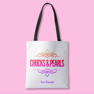 Bolsa Tote Chucks & Pearls Vote Kamala Black