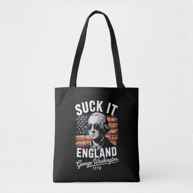 Bolsa Tote Chupa Inglaterra 4 de Julho George Washington 1776 (Frente)