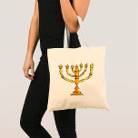 Bolsa Tote Church Menorah<br><div class="desc">Uma igreja menorah em ouro com muitas velas. Este design parece realmente eficaz nesta Tote Bag</div>