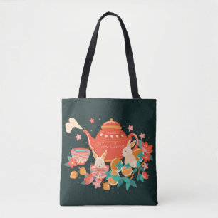 Bolsa Tote Chuseok - Médio do outono - Bule e coelhinhos