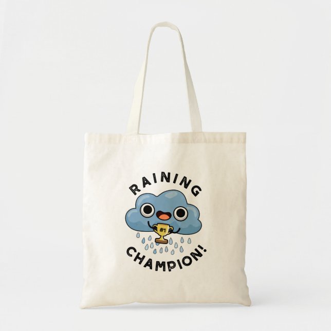 Bolsa Tote Chuva Champ Engraçado Clima Chuva Nuvem Lúpulo (Frente)