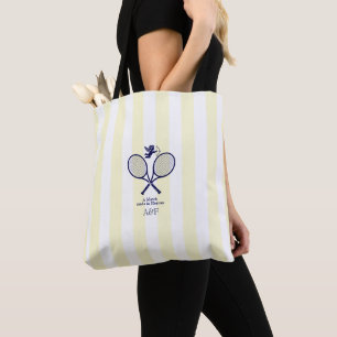 Bolsa Tote Chuva de Noiva de Tênis Préppy Azul Marinho e Crem
