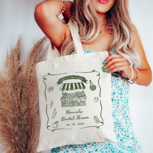 Bolsa Tote Chuva de Noiva Desenhada à Mão Fresca do Mercado
