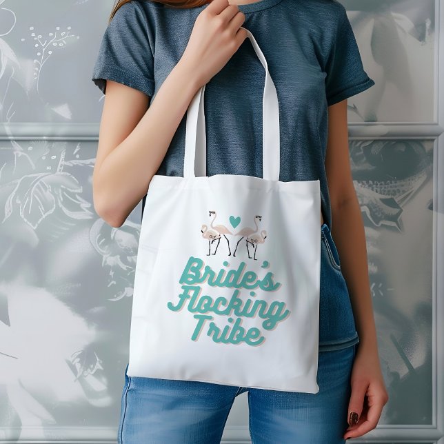 Bolsa Tote Chuva de Noiva Flamingo Retro Revoada da Noiva Chá (Criador carregado)