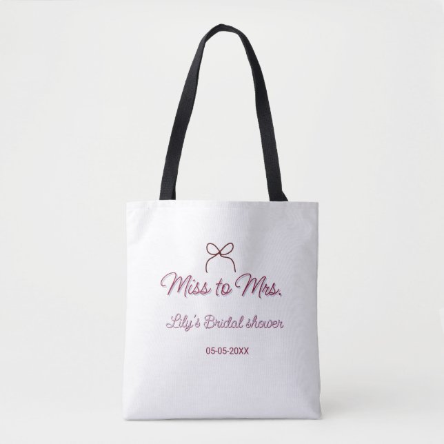 Bolsa Tote Chuva de presentes de Miss para Mrs adicionar nome (Frente)