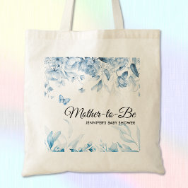 Bolsa Tote Chuveiro de Bebê Flores de Arte Fina Azul Encantad