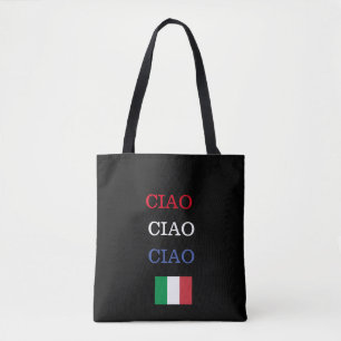 Bolsa Tote CIAO Itália Flag Black Impressão