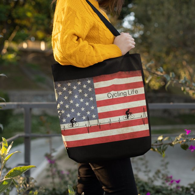 Bolsa Tote Ciclismo, Estrelas e Stripes (Criador carregado)