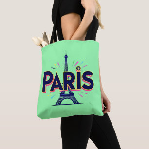 Bolsa Tote Cidade das Luzes: Arte de Tipografia Negrita de Pa