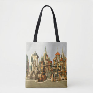Bolsa Tote Cidade de Fantasia Futurista Arte de Horizonte de