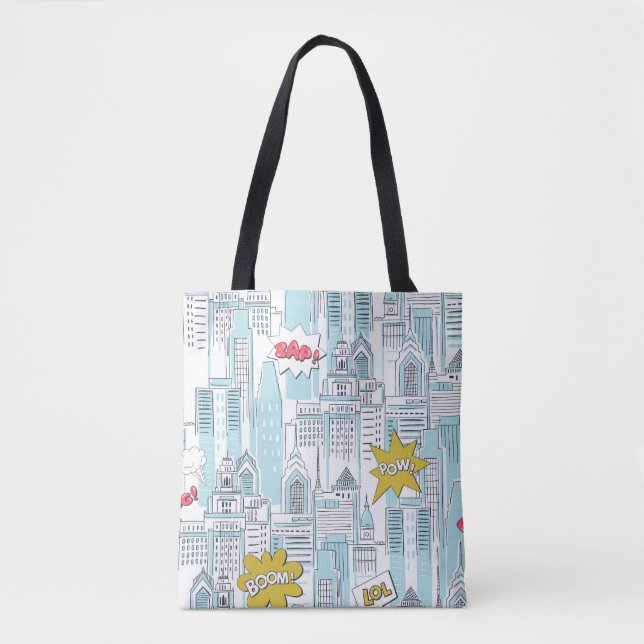 Bolsa Tote Cidade dos quadrinhos: padrão vintage (Frente)