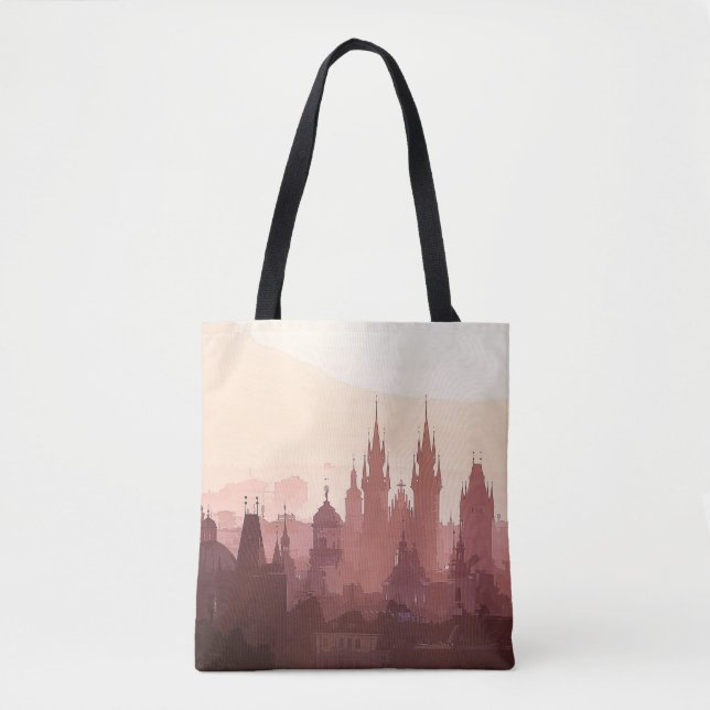 Bolsa Tote Cidade Elegante do Trabalho de arte de Praga Acríl (Frente)