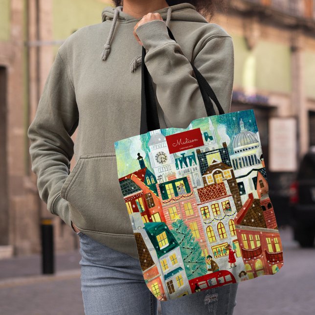 Bolsa Tote cidade Londres Natal  (London Christmas city Tote Bag)