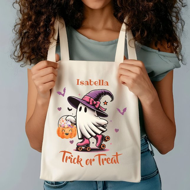 Bolsa Tote Cilindro Fantasma Cute ou Tratar Personalizado (Criador carregado)