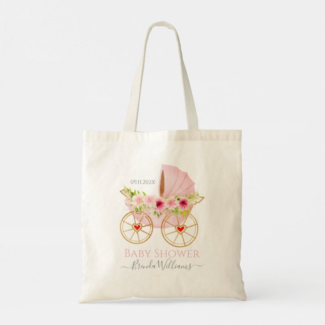 Bolsa Tote Cilindro floral cor de rosa (Verso)