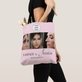 Bolsa Tote Cílios de Foto 3 Rótulo Preto Rosa Blush Elegante