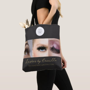 Bolsa Tote Cílios de Foto em Letra Preta Negócios 