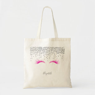 Bolsa Tote Cílios Postiços Elegantes com Diamantes Prateados