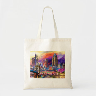 Bolsa Tote Cincinnati Skyline Abstrato Art