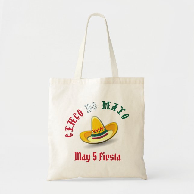 Bolsa Tote Cinco de maio personalizáveis Fiesta (Frente)