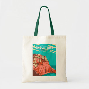 Bolsa Tote Cinque Terre Itália Viagem Art Vintage