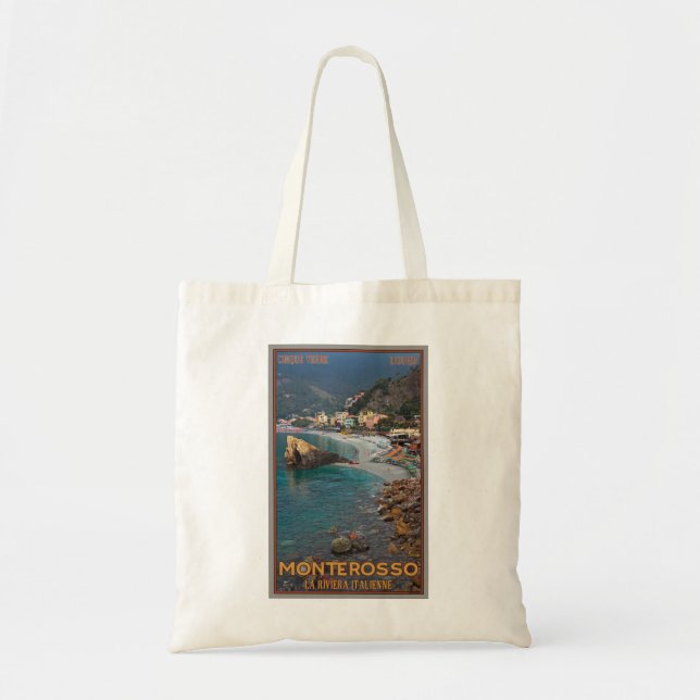 Bolsa Tote Cinque Terre - praia de Monterosso da manhã (Frente)