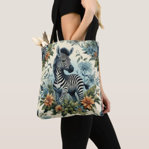 Bolsa Tote Cinto Vintage Bebê Zebra Watercolor