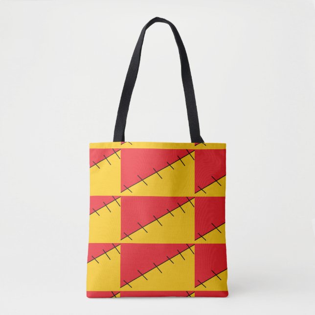 Bolsa Tote Cintos vermelhos e laranja cochados (Frente)