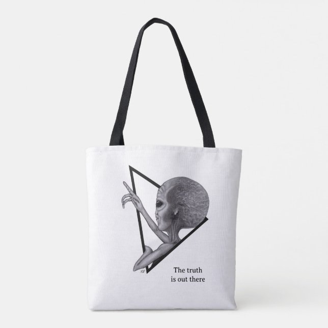 Bolsa Tote Cinza, a verdade está lá fora (Verso)