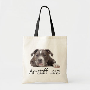 Bolsa Tote Cinza Americana Staffordshire Terrier Dog - Amstaf