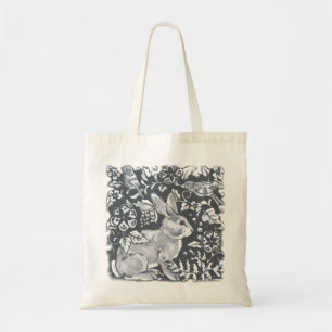 Bolsa Tote Cinza Azul Coelho Bird Floral Dedham Delft