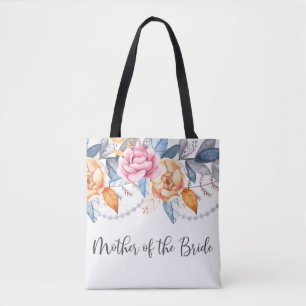 Bolsa Tote Cinza Azul Dusty Casamento Floral Mãe da Noiva