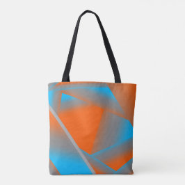 Bolsa Tote Cinza Azul Laranja Ombre Arte Geométrica