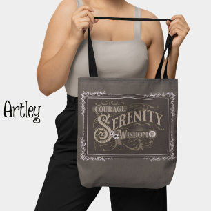 Bolsa Tote Cinza Castanha Estilo de Vintage Serenity Prayer