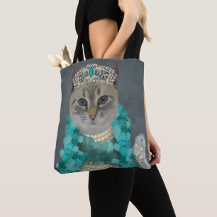 Bolsa Tote Cinza Cat Adornada Com Bells