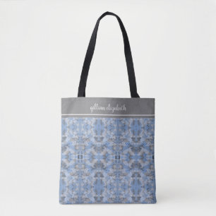 Bolsa Tote Cinza Chic com Estampa Monogramada